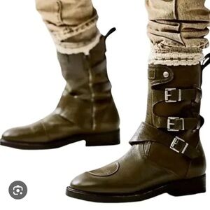 Free People We The Free Dusty Buckle Combat Moto Boot Bitter Olive